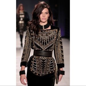 BALMAIN X H&M Black Crystal Velvet Runway Blouse